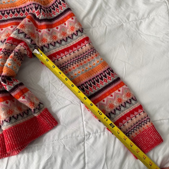 J. Crew Fair Isle Lambswool Blend Cropped Sweater Women’s M Orange Ski Lodge - Picture 6 of 8